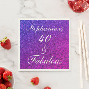 Serviette En Papier 40 Et Fabulous Anniversaire Pink Purple Parties sc