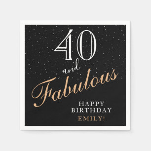 Serviette En Papier 40 et Fabulous Black Elegant 40e fête d'anniversai