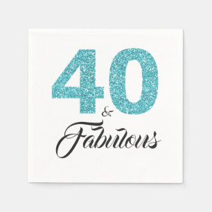 Serviette En Papier 40 et Fabulous Blue Parties scintillant 40e fête d