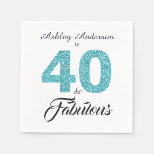 Serviette En Papier 40 et Fabulous Blue Parties scintillant 40e fête d