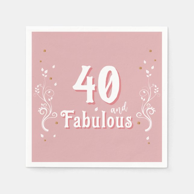 Serviette En Papier 40 et Fabulous Foliage rose 40e anniversaire (Devant)