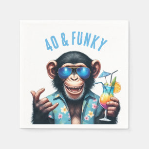 Serviette En Papier 40 et singe funky d'anniversaire 40 ans