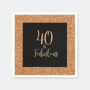 Serviette En Papier 40 & Fabuleux Anniversaire Gold Parties scintillan