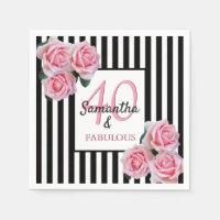 40 fabuleux anniversaire rose noir rayures blanche