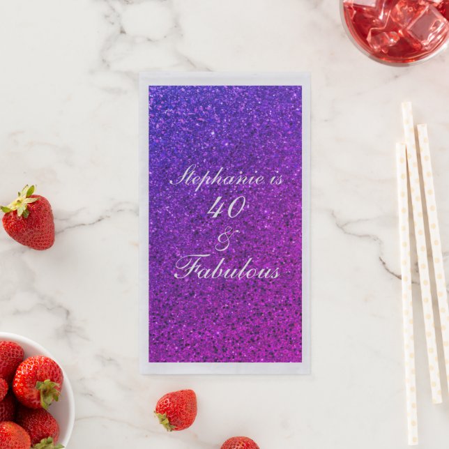 Serviette En Papier 40 & Fabuleux Anniversaire rose violet Parties sci (En situation)