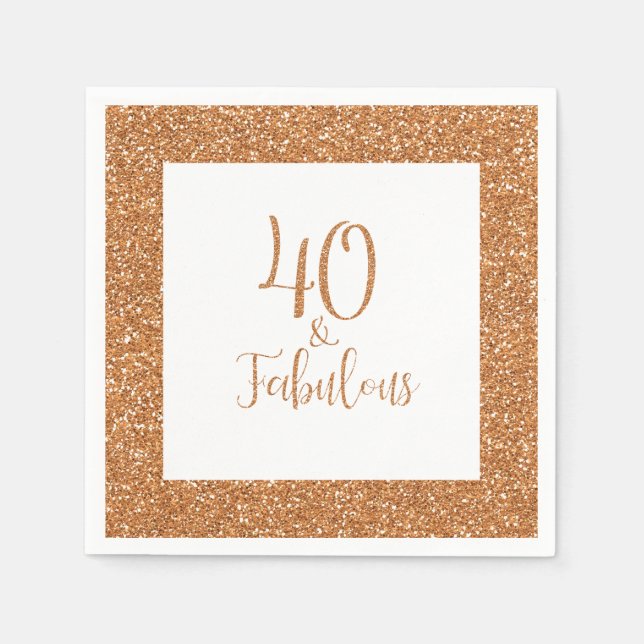 Serviette En Papier 40 & Fabuleux Birthday Gold Parties scintillant (Devant)