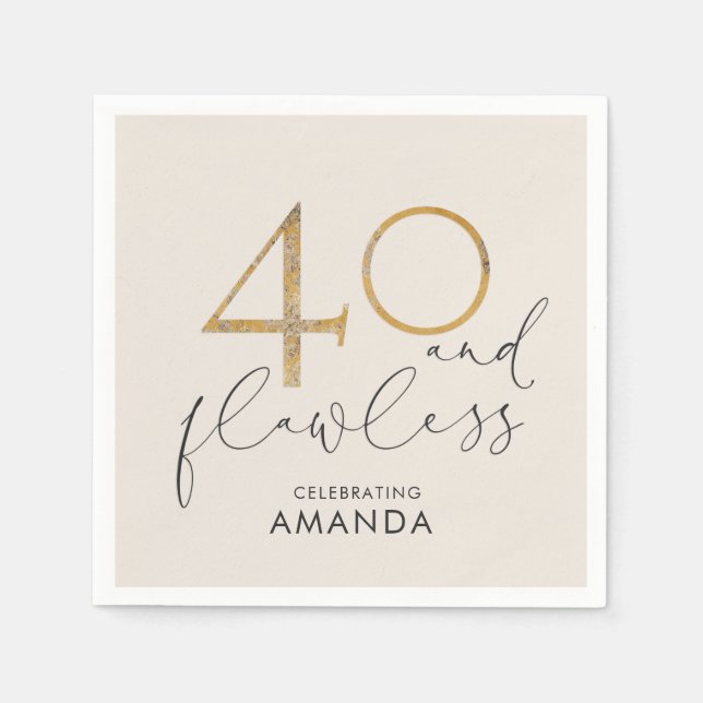 Serviette En Papier 40 & Flawless Blush Pink Gold & Grey Personnalisé (Devant)