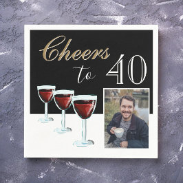 Serviette En Papier 40 Red Wine Glass Photo 40th Birthday