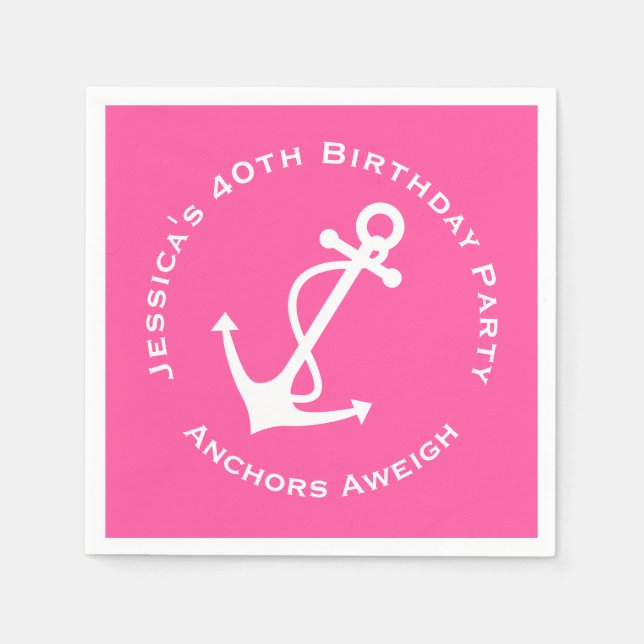 Serviette En Papier 40e anniversaire Ancre nautique (Devant)