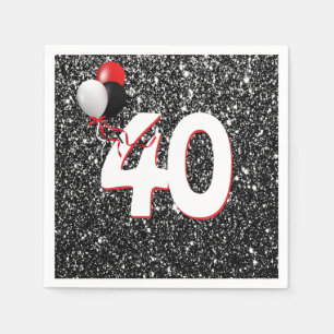 Serviette En Papier 40e anniversaire Ballons sur Parties scintillant n