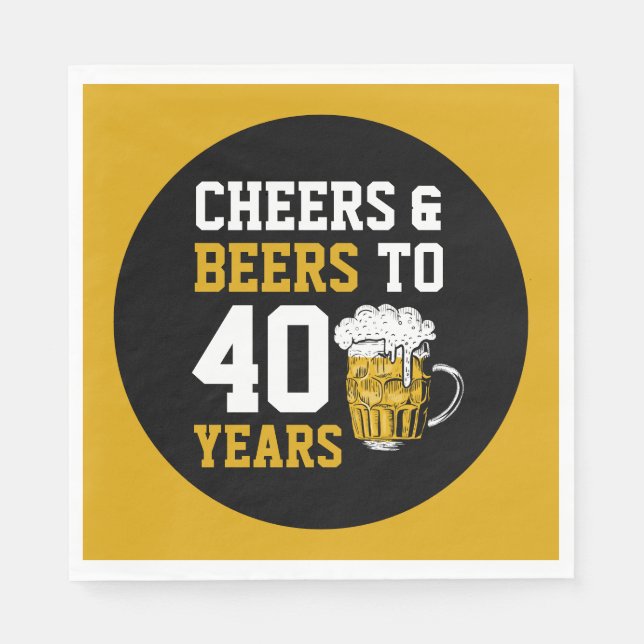 Serviette En Papier 40e anniversaire Cheers & Bières à 40 ans (Devant)