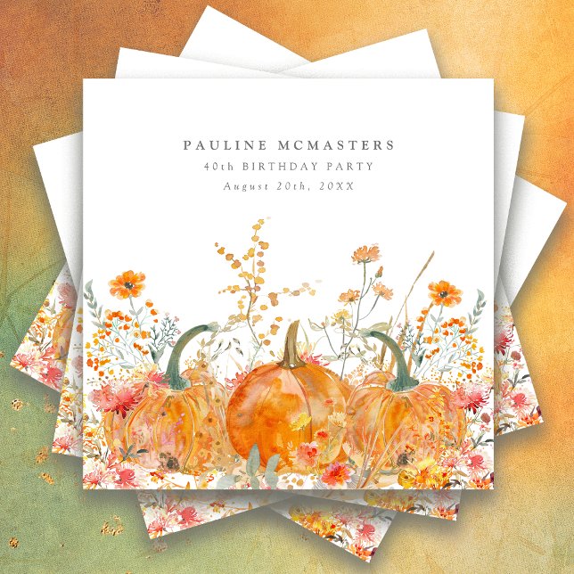 Serviette En Papier 40e anniversaire Citrouille Fleur sauvage personna (Créateur téléchargé)