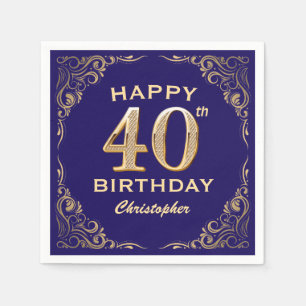 Serviette En Papier 40e anniversaire de la Parties scintillant marine 