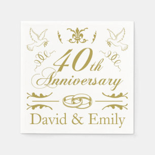 Serviette En Papier 40e anniversaire de Mariage personnalisé