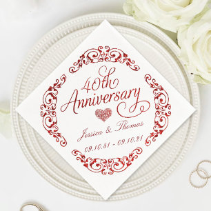 Serviette En Papier 40e anniversaire de mariage Rubis