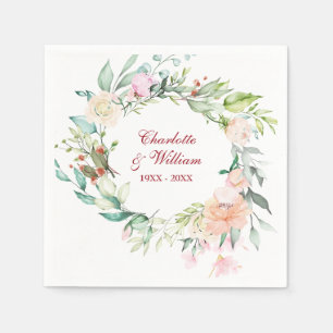 Serviette En Papier 40e Anniversaire de Mariage Rubis Script Roses Flo