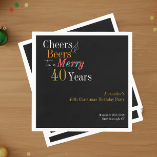 Serviette En Papier 40e anniversaire de Noël Cheers Beers Joyeux
