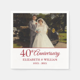 Serviette En Papier 40e anniversaire de Ruby Votre photo Mariage