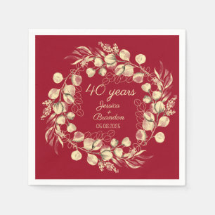 Serviette En Papier 40e anniversaire du Mariage de rubis rouge Eucalyp