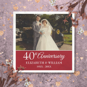 Serviette En Papier 40e anniversaire Mariage photo Elegant Ruby