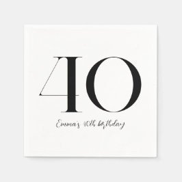 Serviette En Papier 40e anniversaire Noir et blanc