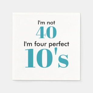 Serviette En Papier 40e anniversaire quatre parfait dizaines turquoise