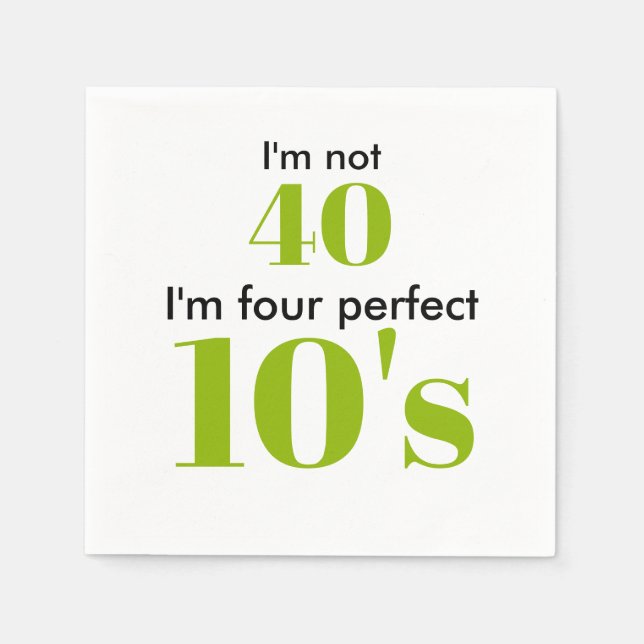 Serviette En Papier 40e anniversaire quatre parfait vert chaux (Devant)