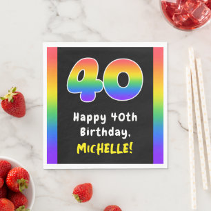 Serviette En Papier 40e anniversaire : Rainbow Spectrum # 40, Nom pers