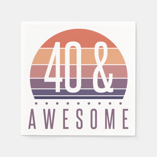 Serviette En Papier 40e anniversaire Retro Sunset (Devant)