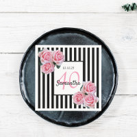 40e anniversaire rose roses noir blanc rayures