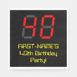 Serviette En Papier 40e anniversaire : Rouge Digital Horloge Style "40