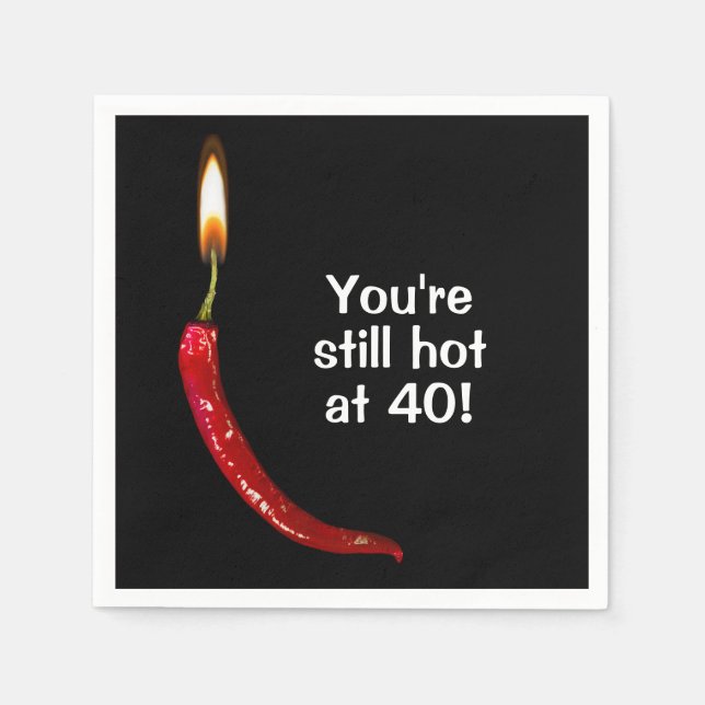 Serviette En Papier 40e anniversaire rouge poivrons chauds serviettes (Devant)