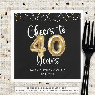 Serviette En Papier 40e anniversaire Soeurs à 40 ans Black Gold
