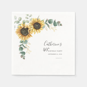 Serviette En Papier 40e anniversaire tournesol Eucalyptus papier flora