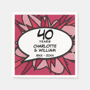 Serviette En Papier 40e Ruby Mariage Anniversaire amusant Retro Comic