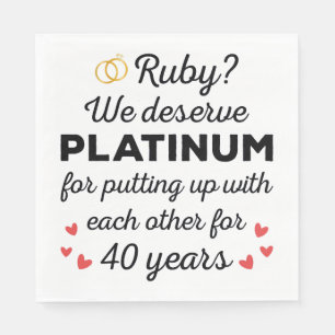 Serviette En Papier 40ème anniversaire du Mariage I - Ruby Funny Coupl