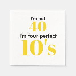 Serviette En Papier 40ème anniversaire quatre dizaines parfait jaune b