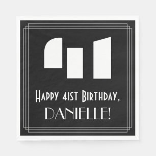 Serviette En Papier 41e anniversaire : Art Déco Inspiré Look "41" + No