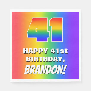 Serviette En Papier 41e anniversaire : coloré, amusant Motif arc-en-ci