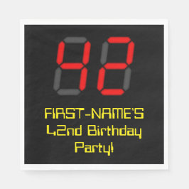 Serviette En Papier 42e anniversaire : Rouge Digital Horloge Style "42