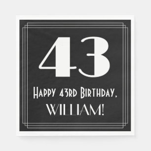 Serviette En Papier 43e anniversaire ~ Art Déco Inspiré Look "43", Nom