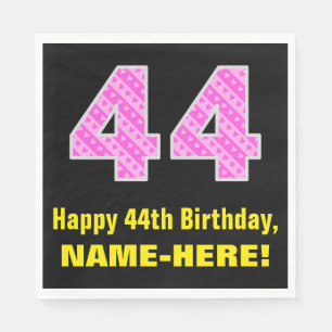 Serviette En Papier 44e anniversaire : Pink Stripes and Hearts "44" +