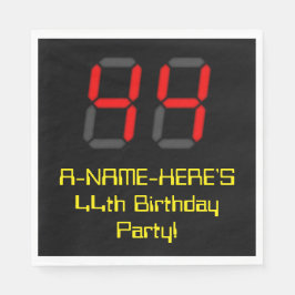 Serviette En Papier 44ème anniversaire : Rouge Digital Horloge Style "