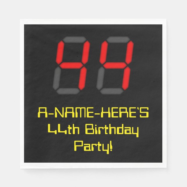 Serviette En Papier 44ème anniversaire : Rouge Digital Horloge Style " (Devant)