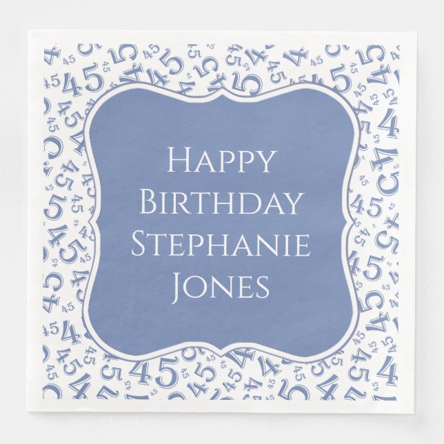 Serviette En Papier 45e anniversaire Motif bleu/blanc 45 (Devant)