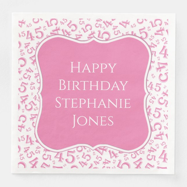 Serviette En Papier 45e anniversaire Motif rose/blanc 45 (Devant)