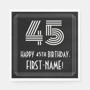 Serviette En Papier 45ème anniversaire : Art Déco Inspiré Look "45" + 