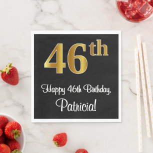 Serviette En Papier 46e anniversaire ~ Elégant Luxueux Faux Gold Look 