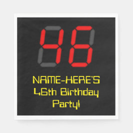 Serviette En Papier 46ème anniversaire : Rouge Digital Horloge Style "