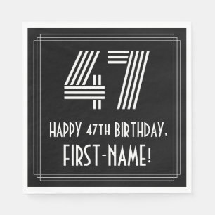 Serviette En Papier 47ème anniversaire : Art Déco Inspiré Look "47" + 